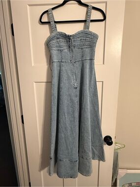 Light Wash Denim Dress with Front Zipper